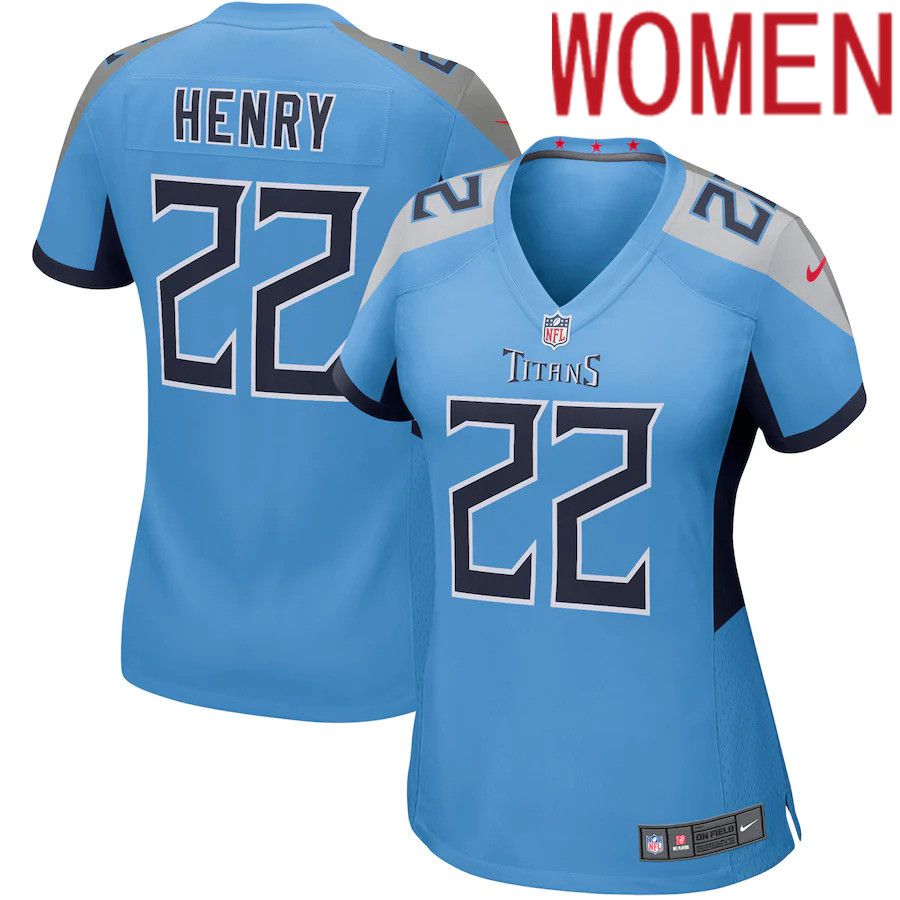 Women Tennessee Titans #22 Derrick Henry Nike Light Blue Game NFL Jersey.